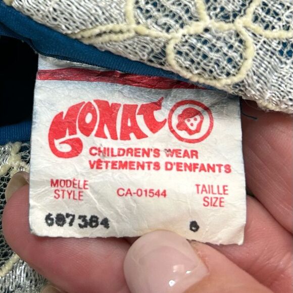 Vintage 1970’s Little Girl’s Turquoise Velvet Holiday Party Dress size 6 - Picture 6 of 13